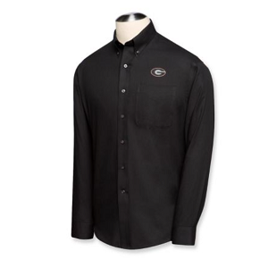 Georgia Bulldogs Men's LS Epic Easy Care Fine Twill Shirt - Black